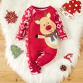 Natal 1 unidade Bebé Unissexo Costuras de tecido Veado Infantil Macacão Vermelho image 1