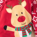 Christmas Cartoon Reindeer Print Red Baby Boy/Girl Long-sleeve Jumpsuit Red image 3