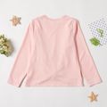 Kid Girl Flounce Twist Front Solid Ribbed Long-sleeve Top Pink