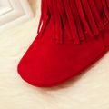 Toddler Solid Color Tassel Decor Velcro Prewalker Shoes Red image 4