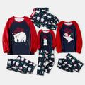 Christmas Polar Bear Print Splice Long-sleeve Family Matching Pajamas Sets(Flame Resistant) Dark blue/White/Red
