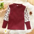 Toddler Girl Leopard Print Colorblock Mock Neck Sweater Multi-color