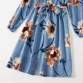 Allover Plant Print and Stripe Long-sleeve Family Matching Blue Sets Blue