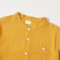 Fashionable Kid Boy Stand Collar Button Design Long-sleeve Solid Shirt Ginger