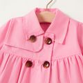 Solid Lapel Collar Double Breasted Long-sleeve Baby Coat Jacket Pink