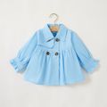 Solid Lapel Collar Double Breasted Long-sleeve Baby Coat Jacket Blue image 1