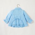 Solid Lapel Collar Double Breasted Long-sleeve Baby Coat Jacket Blue image 5