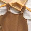 Toddler Girl Button Design Ribbed Overall Dress Khaki