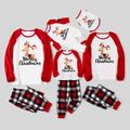 Christmas Deer Pattern Letter Print Raglan Long-sleeve Family Matching Pajamas Sets(Flame Resistant) Red/White
