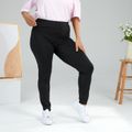 Women Plus Size Sporty High Waist Black Leggings Black