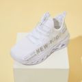 Kid Letter Print Breathable Sports Shoes White
