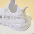 Kid Letter Print Breathable Sports Shoes White