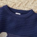 Baby Boy Cartoon Bear Pattern Colorblock Long-sleeve Knitted Sweater Pullover Dark Blue