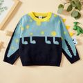 Baby Boy Cartoon Dinosaur Colorblock Long-sleeve Sweater Pullover Color block