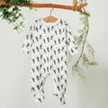 100% Cotton Printed Long-sleeve Foot Wrapped Baby Jumpsuit Beige