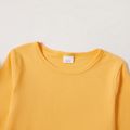Kid Girl Flounce Hem Long-sleeve Solid T-shirt Yellow
