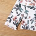 2-piece Toddler Girl Mock Neck Leaf Print Long-sleeve Top and Button Bowknot Design Skirt Set Multi-color