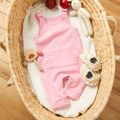 Solid Front Pocket Decor Sleeveless Baby Jumpsuit Pink