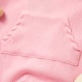 Solid Front Pocket Decor Sleeveless Baby Jumpsuit Pink