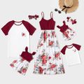 Mosaic Floral Print Splice Family Matching Sets Burgundy