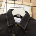 Toddler Girl/Boy Lapel Collar Button Design Ripped Denim Jacket Black