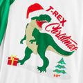 Family Matching Christmas Dinosaur and Letter Print Raglan Long-sleeve Pajamas Sets (Flame Resistant) Green/White image 3