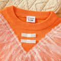 Baby Girl Ruffle Mesh Splicing Solid Long-sleeve Knitted Sweater Orange