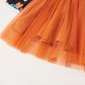 Kid Girl Halloween Ghost Print Long-sleeve Mesh Dress Orange