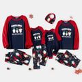 Christmas Gnome and Letter Print Family Matching Raglan Long-sleeve Pajamas Sets (Flame Resistant) Dark blue/White/Red image 1