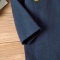 Toddler Boy 100% Cotton Letter Number Embroidered Lapel Collar Button Design Shirt Blue