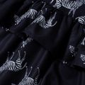 Toddler Girl Zebra Print Flounce Long-sleeve Dress Black