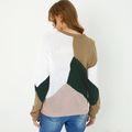Multi-color Stitching Round Neck  Long-sleeve Maternity Knit Sweater Multi-color