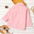 Toddler Girl Button Design Lapel Collar Fuzzy Teddy Jacket Coat Pink