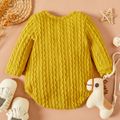 Baby Girl Cable Knit Solid Long-sleeve Romper Ginger