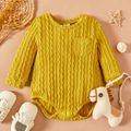 Baby Girl Cable Knit Solid Long-sleeve Romper Ginger