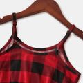 Red and Black Plaid Print Sling Shorts Romper for Mom and Me Red