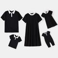 Black and White Polo Short-sleeve Family Matching Sets Black/White