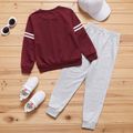 2-piece Kid Boy Letter Number Print Brick Red Pullover and Grey Pants Set Brick red image 2