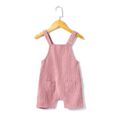 Solid Pink Corduroy Sleeveless Shorts Romper with Pockets for Mom and Me Pink