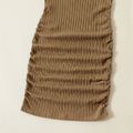 Solid Ribbed Matching Sling Tight Dresses Brown