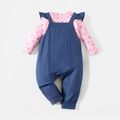 Baby Shark 2-piece Baby Girl Allover Bodysuit and Denim Overalls Sets Blue