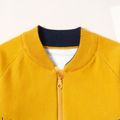 Kid Boy Car Print Colorblock Zipper Knit Sweater Cardigan Yellow