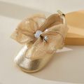 Baby / Toddler Glitter Bowknot Velcro Closure Prewalker Shoes Gold
