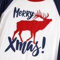 Xmas Reindeer and Letter Print Family Matching Long-sleeve Crewneck Pajamas Sets (Flame Resistant) Dark blue/White/Red