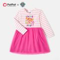 PAW Patrol Toddler Girl Floral and Stripe Dress Rosy image 1
