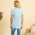 Nursing casual Print V-neck Short Sleeve Short-sleeve Nursing Tee Blue