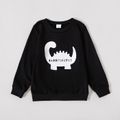 Dinosaur and Letter Print Black Long-sleeve Sweatshirts for Dad and Me Black