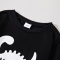 Dinosaur and Letter Print Black Long-sleeve Sweatshirts for Dad and Me Black