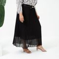 Women Plus Size Elegant Elasticized Pleated Black Skirt Black