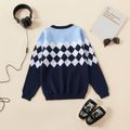 Kid Boy Casual Plaid Argyle Pattern Colorblock Sweater Light Blue